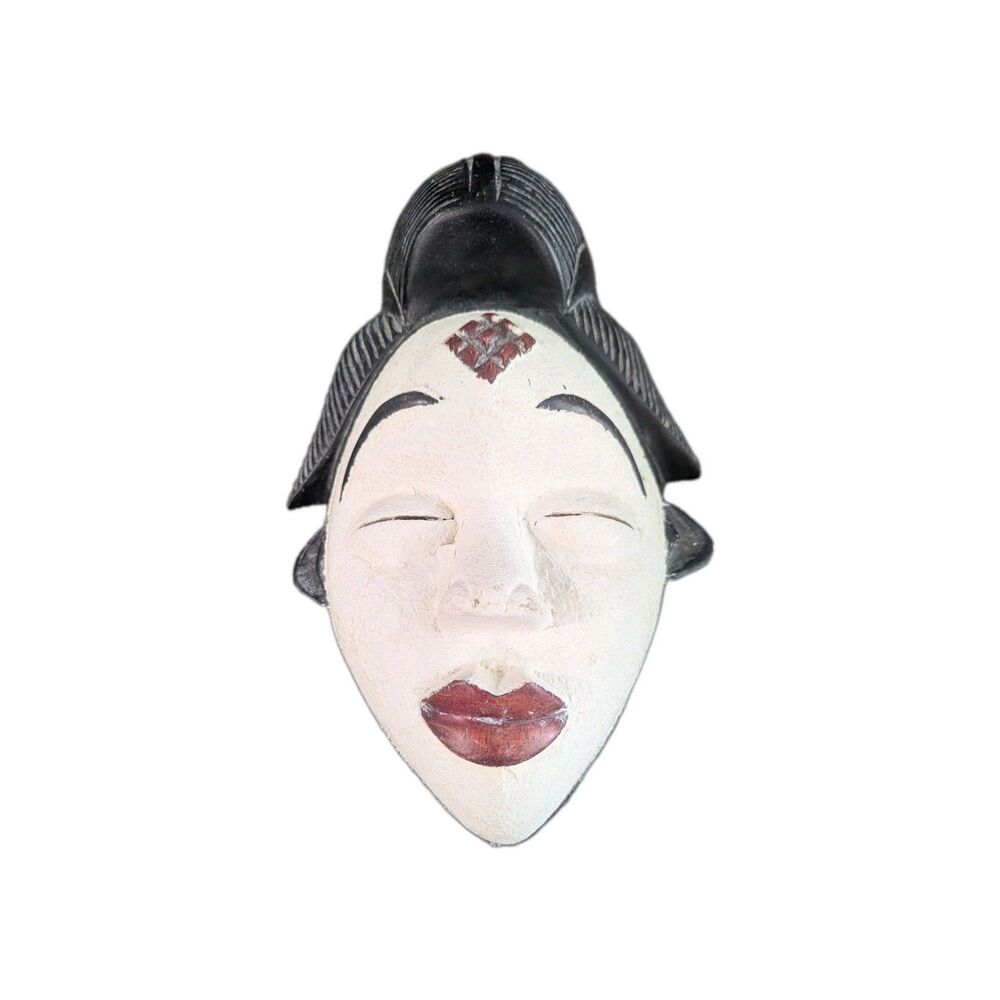 Vintage 11" African Punu Okuyi Mask - Hand Carved Wood - Gabon Tribal Art